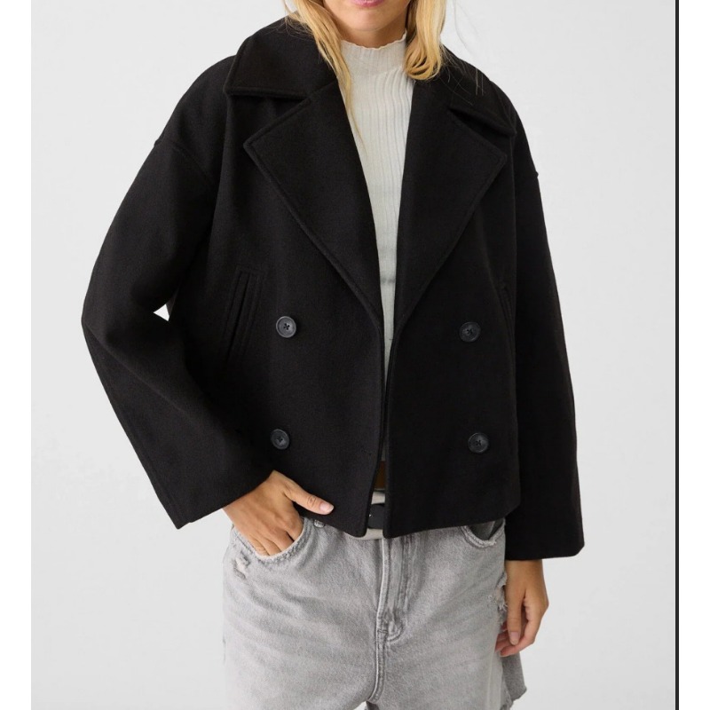 Women's Oversized Double Breas - Wool Coat Peacoat recension och pris