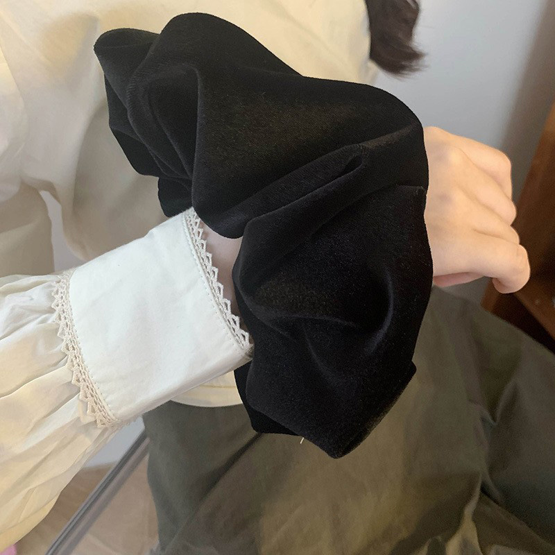 Oversize Black Velvet Scrunchi - Winter Headband Fleece recension och pris