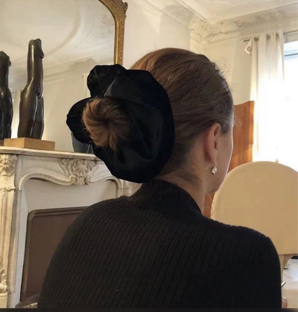 Oversize Black Velvet Scrunchi - Winter Headband Fleece recension och pris
